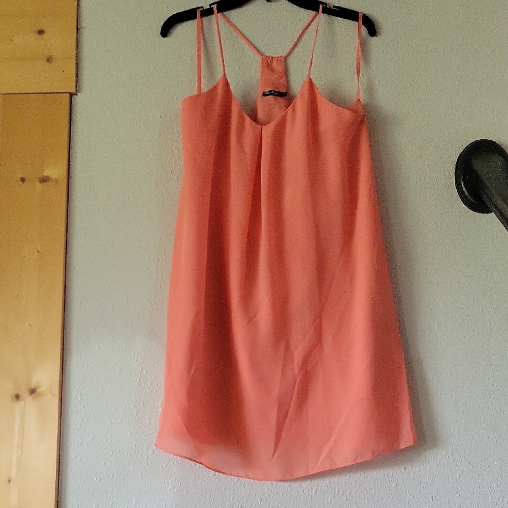 Coral Spaghetti Strap Dress